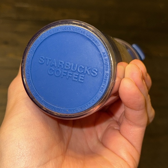 VTG 2004 Starbucks Denver Blue Plastic Tumbler Coffee Cup Mountain Design 12oz - Picture 6 of 8